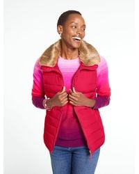 Talbots - Faux Fur Collar Puffer Vest - Lyst