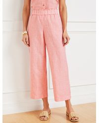 Talbots - Wide Crop Pull-on Washed Linen Pants - Lyst