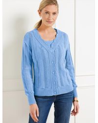 Talbots - Pointelle Stitch Cardigan Sweater - Lyst