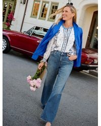Talbots - Band Collar Poplin Top - Lyst