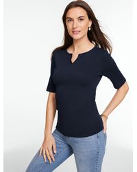 Talbots - Elbow Sleeve Split Neck T-shirt - Lyst
