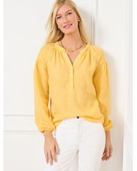 Talbots - Lantern Sleeve Linen Top - Lyst