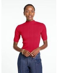 Talbots - Ribbed Elbow Sleeve Mockneck Pullover Sweater - Lyst