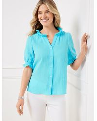 Talbots - Smocked Gauze Top - Lyst