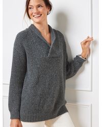 Talbots - Shawl Collar Shaker Stitch Pullover Sweater - Lyst