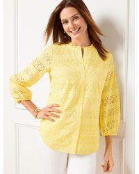 Talbots - Eyelet Button Front Top - Lyst