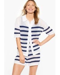 Aqua Club - Open-knit Shirt Cover-up - Lyst