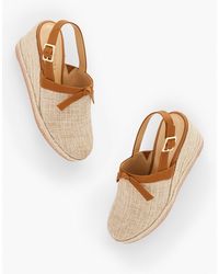 Talbots - Saylor Bow Linen Wedge Sandals - Lyst