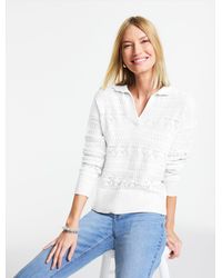Talbots - Pointelle Johnny Collar Sweater - Lyst