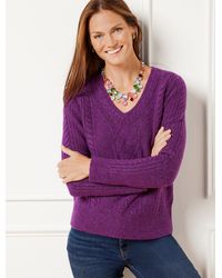 Talbots - Wool Blend Cable Knit Sweater - Lyst