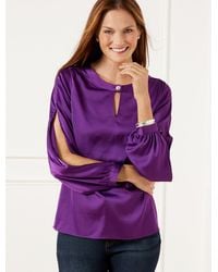 Talbots - Slit Sleeve Soft Satin Charmeuse Top - Lyst