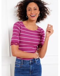 Talbots - Lace Trim Ballet Neck T-shirt - Lyst