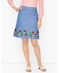 Talbots - Embroidered Linen A-line Skirt - Lyst