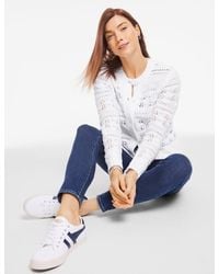 Talbots - Open Stitch Crewneck Cardigan Sweater - Lyst