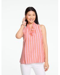 Talbots - Ruffle Linen Shell Sweater - Lyst