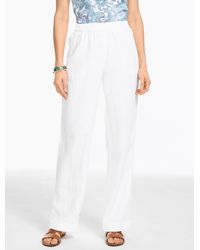 Talbots - Washed Linen Wide Leg Pull-on Pants - Lyst