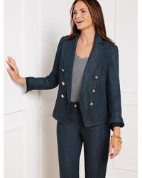 Talbots - Refined Denim Double Breasted Blazer - Lyst