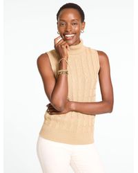 Talbots - Metallic Cable Knit Turtleneck Tank Top - Lyst