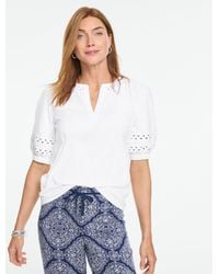 Talbots - Zig Zag Stitch Elbow Sleeve Top - Lyst