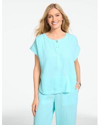 Talbots - Gauze Band Collar Popover Shirt - Lyst
