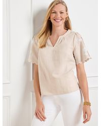 Talbots - Embroidered Linen Cotton Top - Lyst