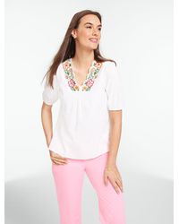 Talbots - Embroidered Short Sleeve Top - Lyst