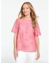 Talbots - Embroidered Voile Top - Lyst