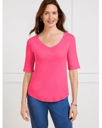 Talbots - Ribbed V-neck T-shirt - Lyst