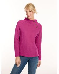 Talbots - Cable Knit Button Shoulder Sweatshirt - Lyst