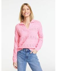 Talbots - Pointelle Johnny Collar Sweater - Lyst