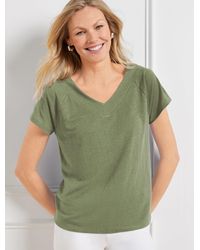 Talbots - Linen Blend Raglan V-neck T-shirt - Lyst