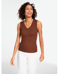 Talbots - Crochet Trim Ribbed Sleeveless Tank Top - Lyst