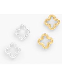 Talbots Sterling Silver Clover Stud Earring Set - White