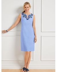 Talbots - Embroidered Butterfly Linen Shift Dress - Lyst
