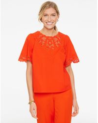 Talbots - Embroidered Poplin Top - Lyst