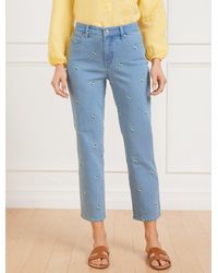 Talbots - Straight Crop Embroidered Jeans - Lyst