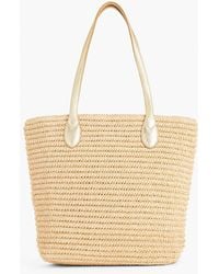 Talbots - Metallic Leather Trim Straw Tote - Lyst