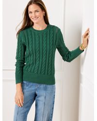 Talbots - Open Knit Cable Crewneck Sweater - Lyst