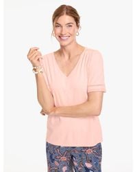 Talbots - Lace Trim Short Sleeve Top - Lyst