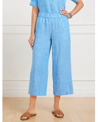 Talbots - Wide Crop Pull-on Washed Linen Pants - Lyst