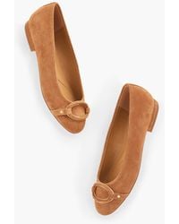 Talbots - Madison Buckle Suede Ballet Flats - Lyst