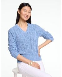Talbots - Chevron Pointelle V-neck Pullover Sweater - Lyst