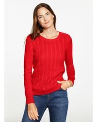 Talbots - Cable Knit Crewneck Sweater - Lyst