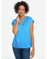 Talbots - Soft Satin Charmeuse Split Neck Top - Lyst