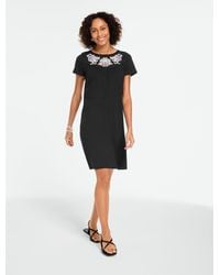 Talbots - Embroidered Knit Shift Dress - Lyst