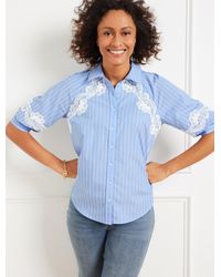 Talbots - Lace Trim Poplin Shirt - Lyst