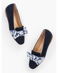 Talbots - Stella Floral Bow Suede Loafers - Lyst