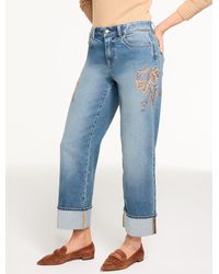 Talbots - Straight Ankle Cuff Embroidered Jeans - Lyst