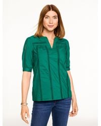 Talbots - Embroidered Eyelet Poplin Top - Lyst