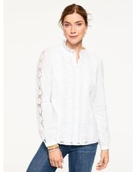 Talbots - Lace Trim Voile Top - Lyst